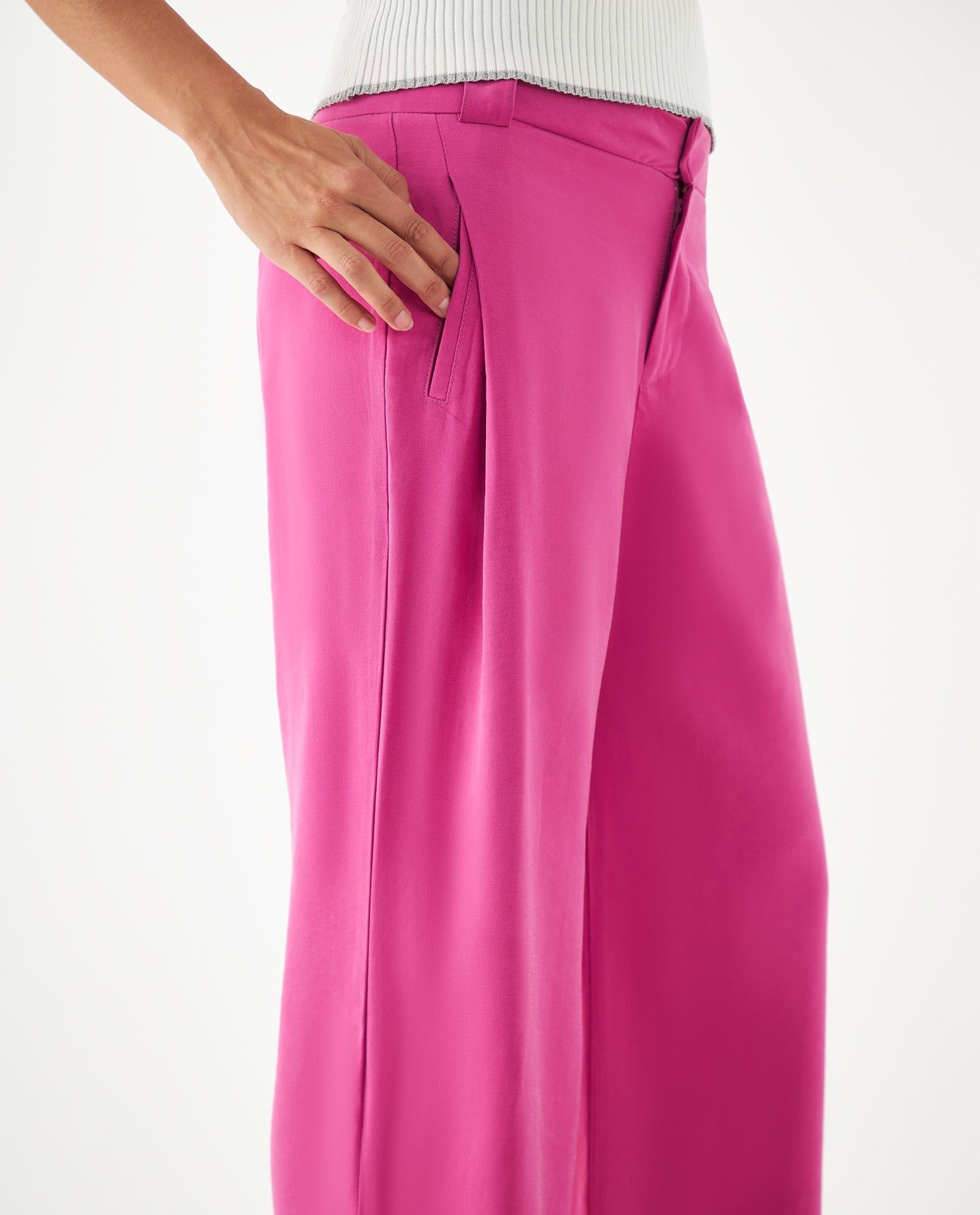 Pantalón amplio con bolsillos para mujer - Rosa