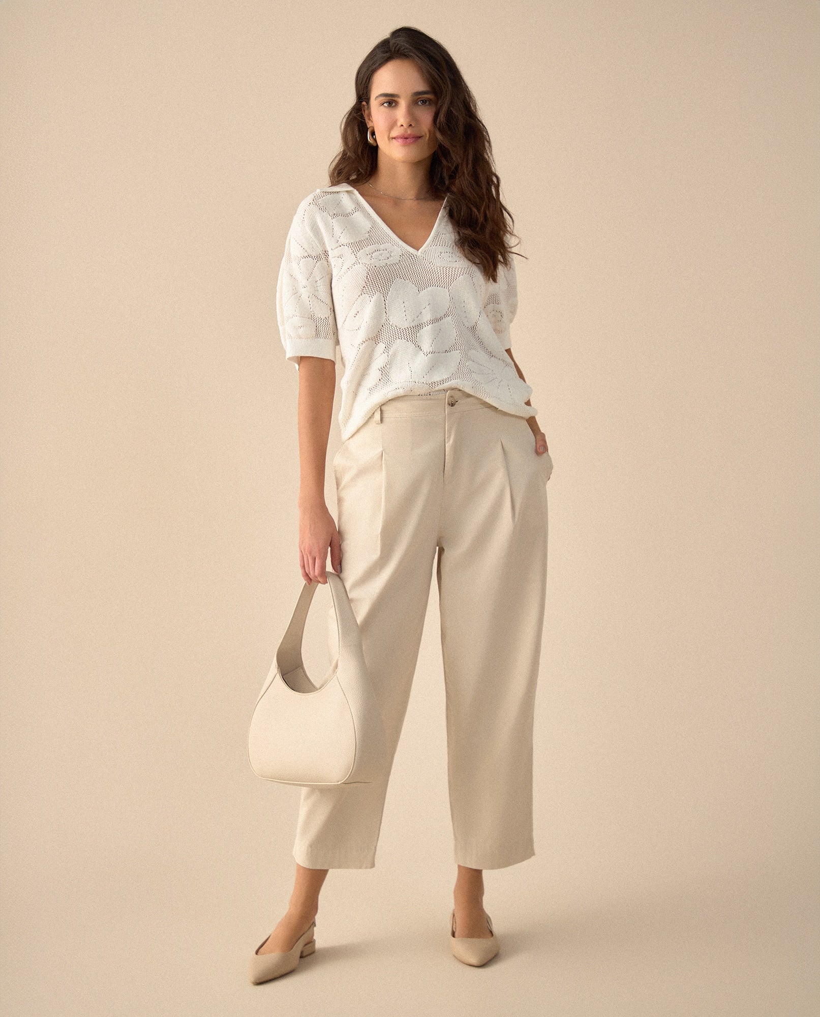Pantalón clásico con bolsillos de ribete para mujer - Crudo 34_631G002_CRU126204_0