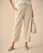 Pantalón clásico con bolsillos de ribete para mujer - Crudo