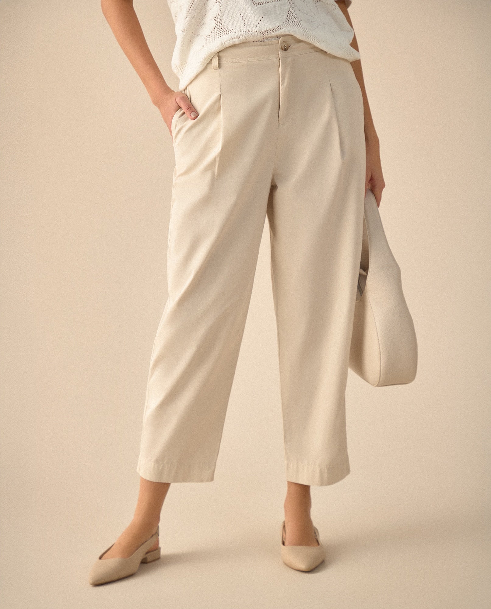 Pantalón clásico con bolsillos de ribete para mujer - Crudo 34_631G002_CRU126204_3