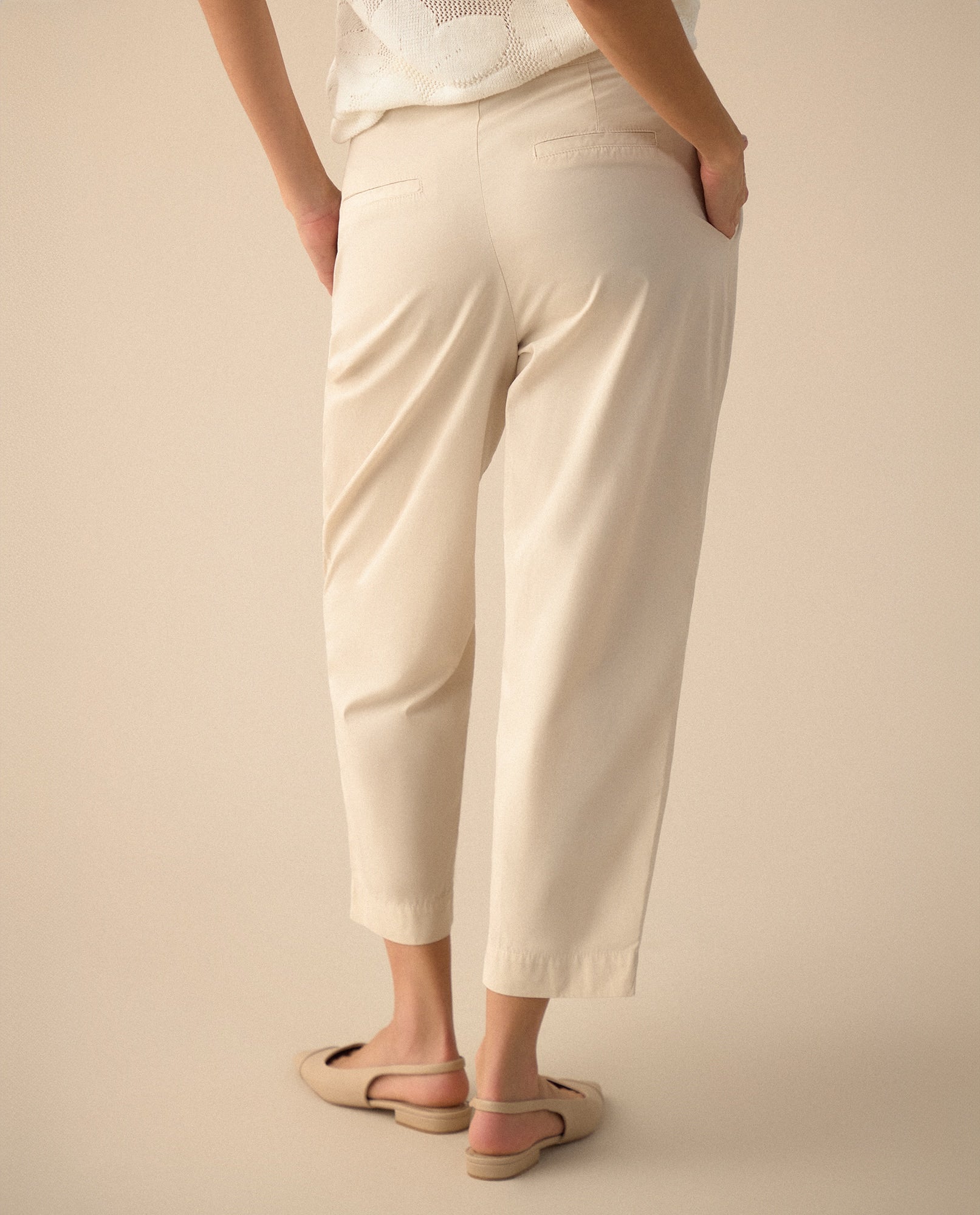 Pantalón clásico con bolsillos de ribete para mujer - Crudo 34_631G002_CRU126204_4