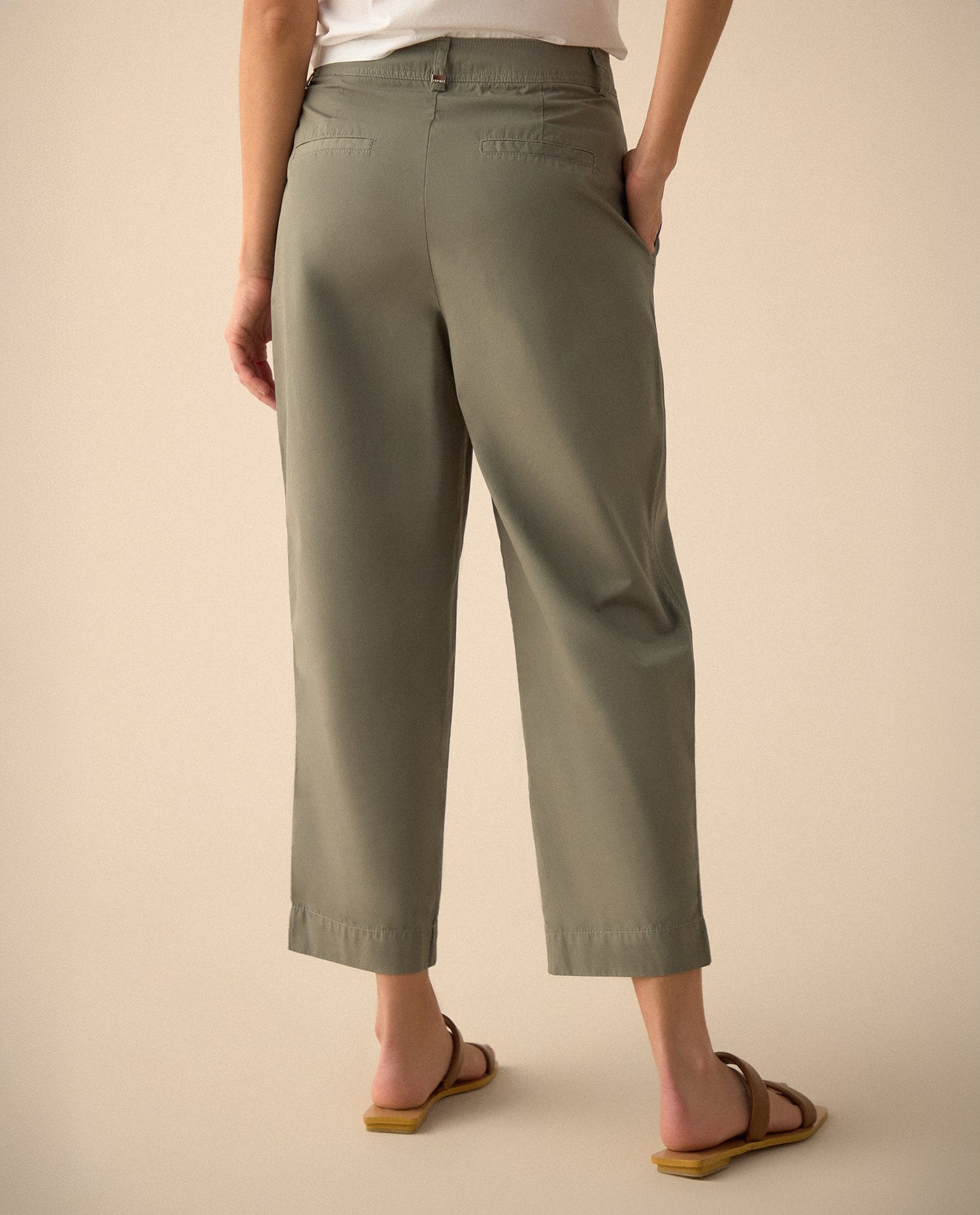 Pantalón clásico con bolsillos de ribete para mujer - Verde
