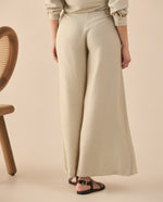Pantalón de diseño cruzado para mujer - Beige