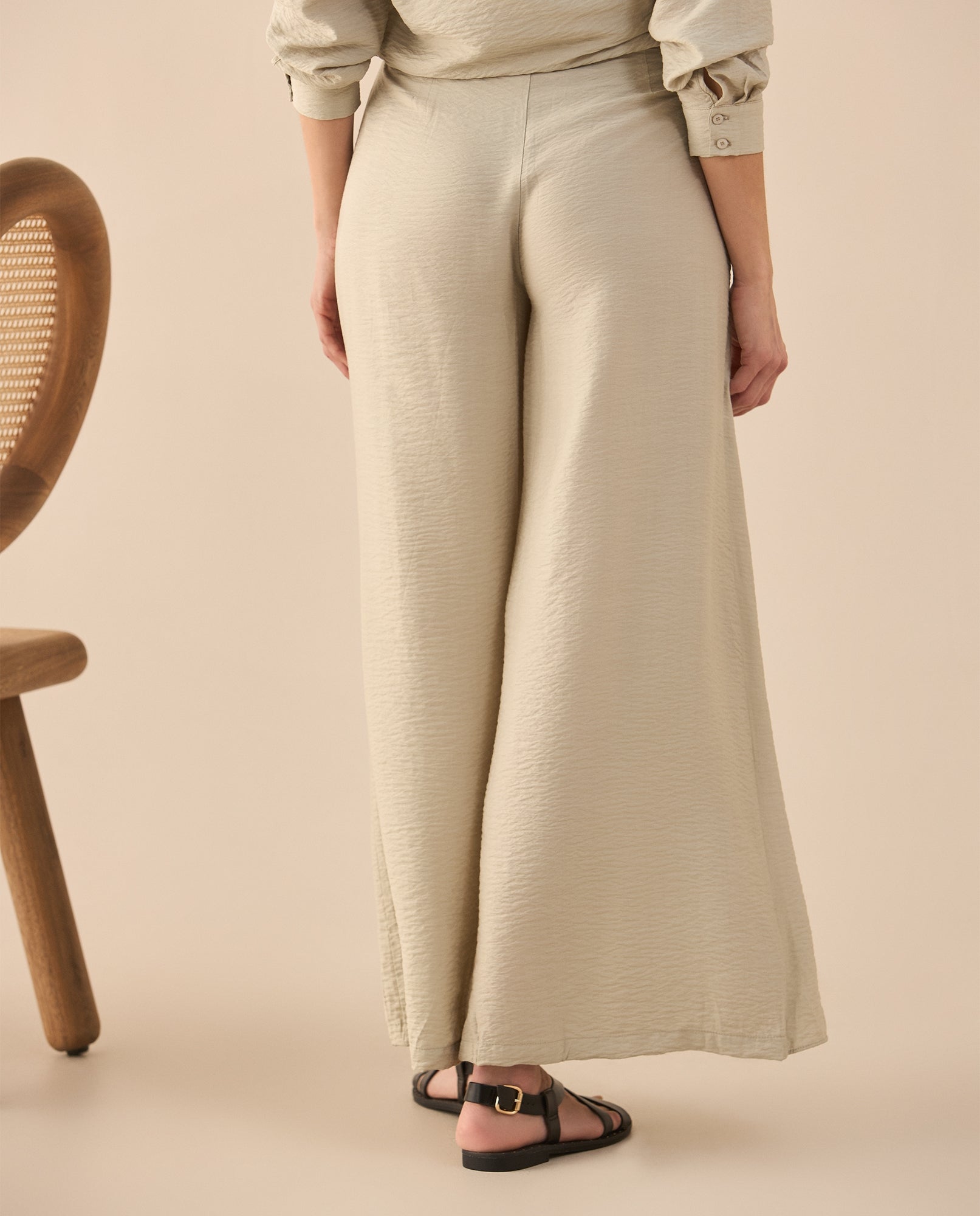 Pantalón de diseño cruzado para mujer - Beige 34_631G005_BEI156307_4