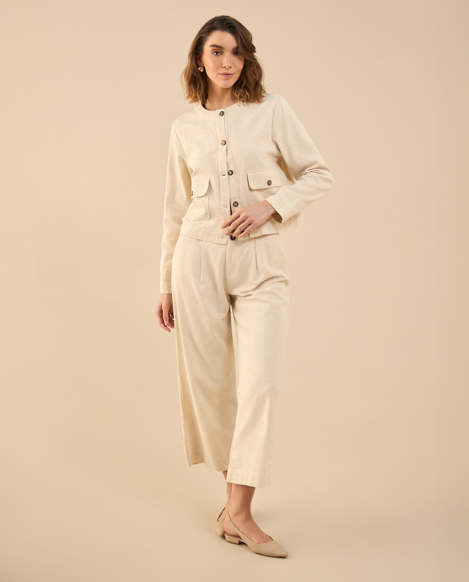 Pantalón con elástico en pretina para mujer - Blanco