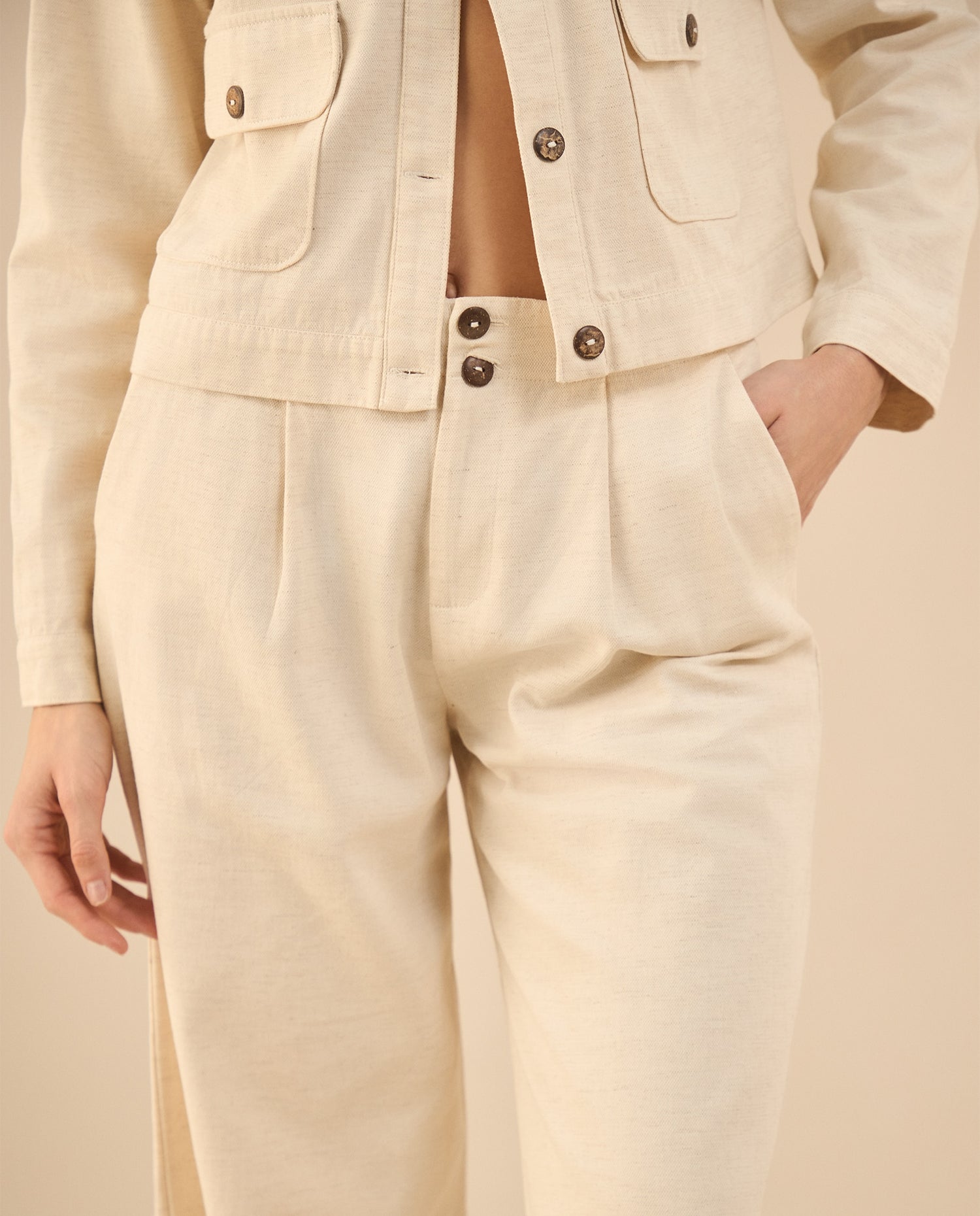 Pantalón con elástico en pretina para mujer - Blanco
