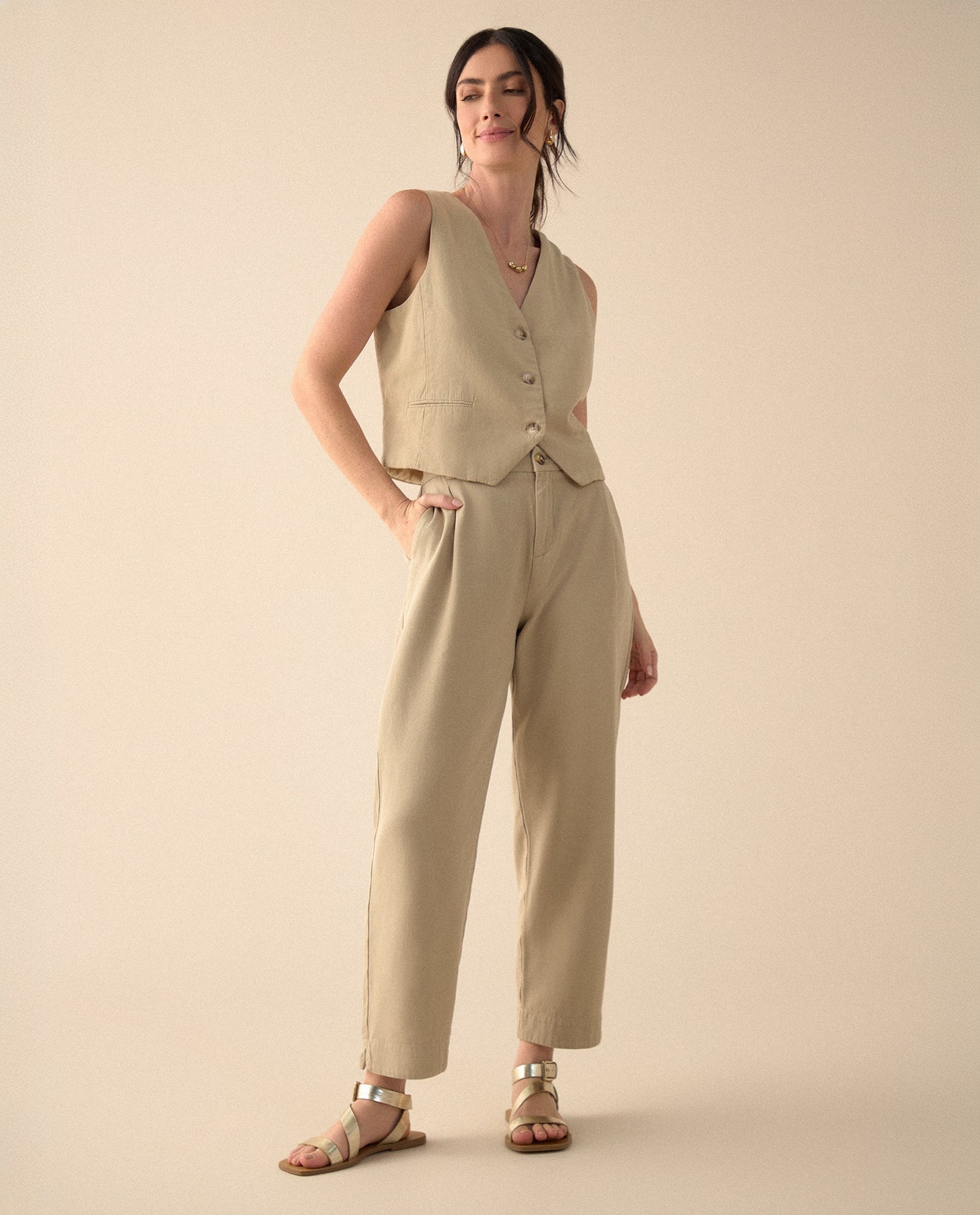 Pantalón con aberturas laterales en bota para mujer - Verde
