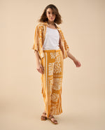 Pantalón estampado de bota recta para mujer - Amarillo