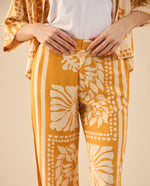 Pantalón estampado de bota recta para mujer - Amarillo