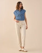 Pantalón con cordón ajustable para mujer - Crudo