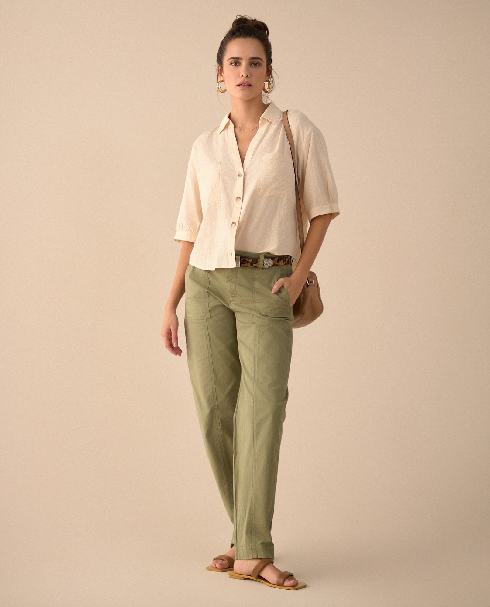 Pantalón con bolsillos de tapa para mujer - Verde 34_631G016_VER170115_0
