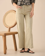 Pantalón con cortes decorativos para mujer - Beige