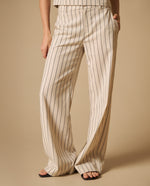 Pantalón a rayas silueta recta largo completo - Crudo