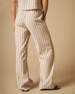 Pantalón a rayas silueta recta largo completo - Crudo
