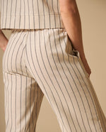Pantalón a rayas silueta recta largo completo - Crudo