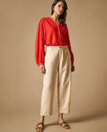 Pantalón straight con pinzas frontales - Crudo
