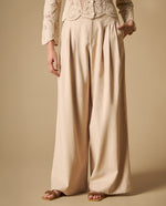 Pantalón con prenses largo tobillero - Beige