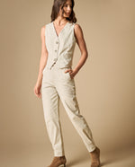 Pantalón largo fit relajado de algodón - Blanco