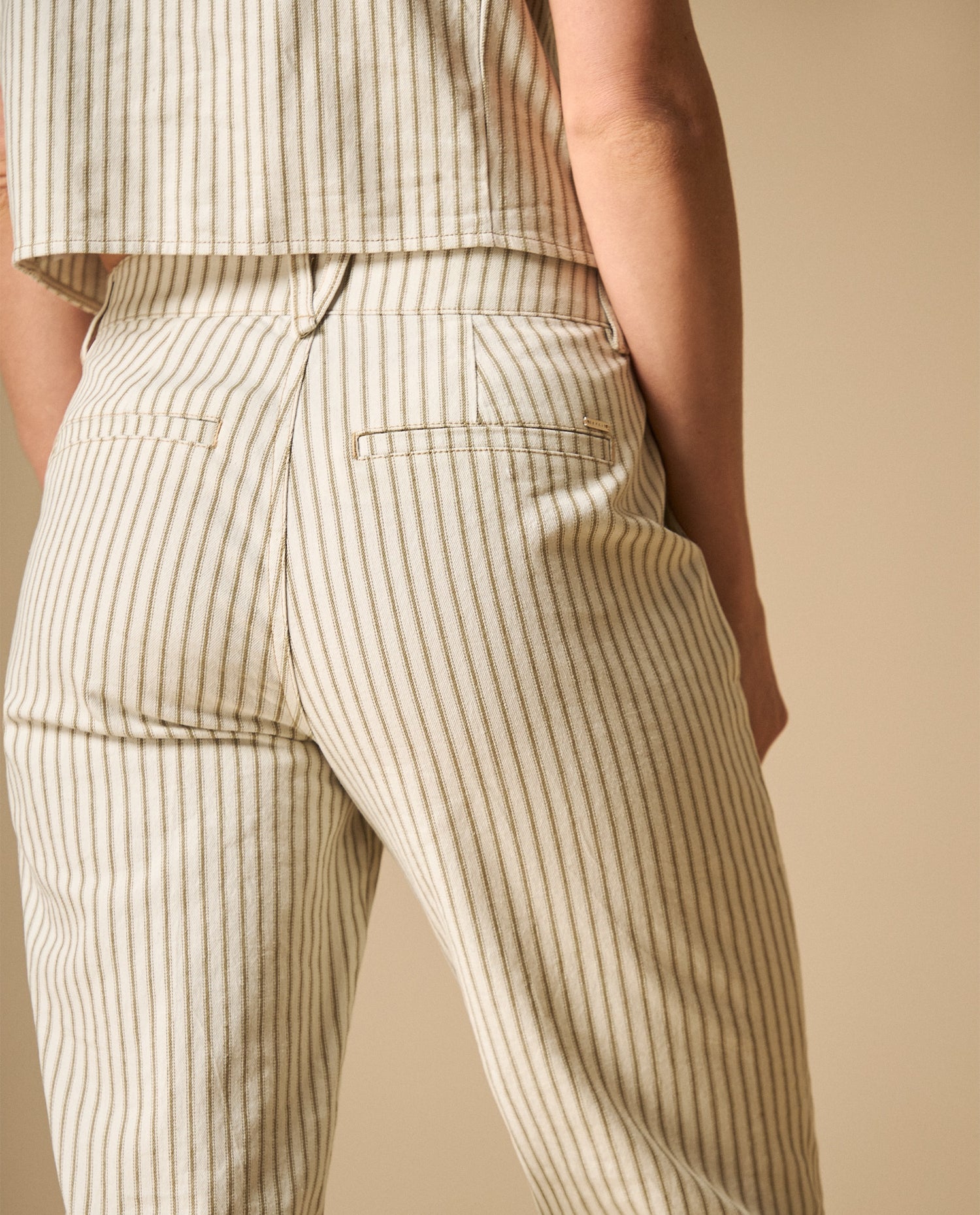 Pantalón largo fit relajado de algodón - Blanco