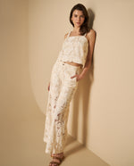 Pantalón largo de tejido con textura silueta relajada - Beige