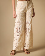Pantalón largo de tejido con textura silueta relajada - Beige