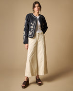 Pantalón wide leg con costuras centrales - Crudo