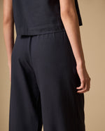 Pantalón de pierna ancha con tejido ligero - Azul