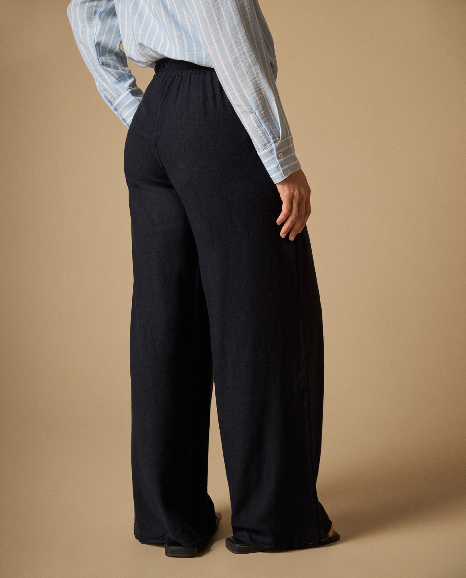 Pantalón largo con cordón ajustable fit relajado - Azul