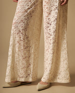 Pantalón palazzo de encaje con forro - Crudo