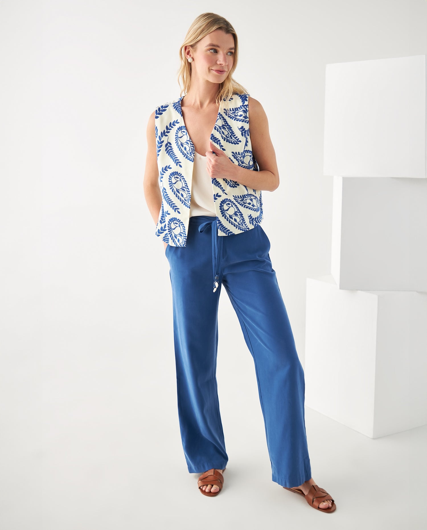 Pantalón bota recta para mujer - Azul