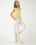 Pantalón con cortes en frente para mujer - Crudo