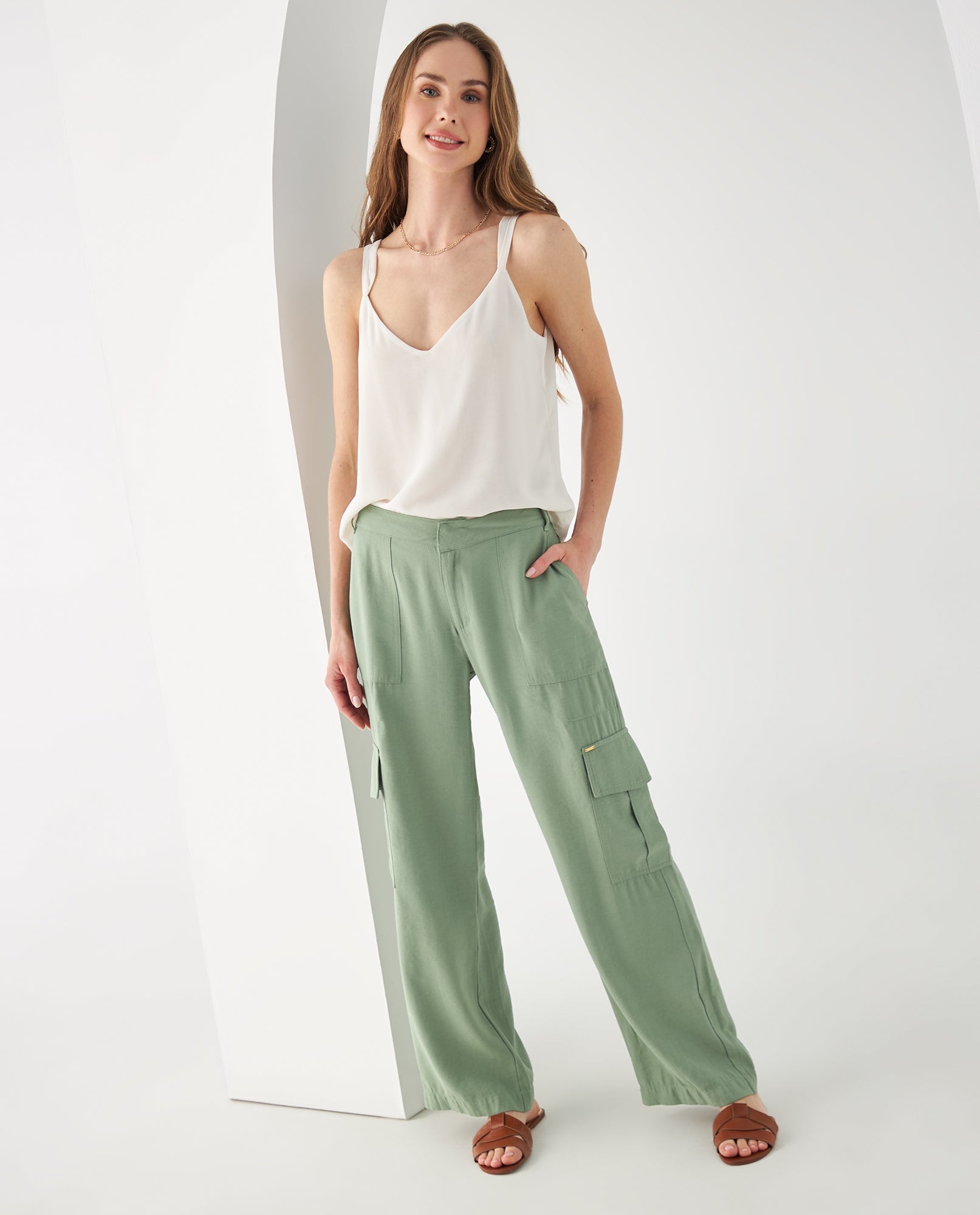 Pantalón bota recta para mujer - Verde 34_632F003_VER176323_0