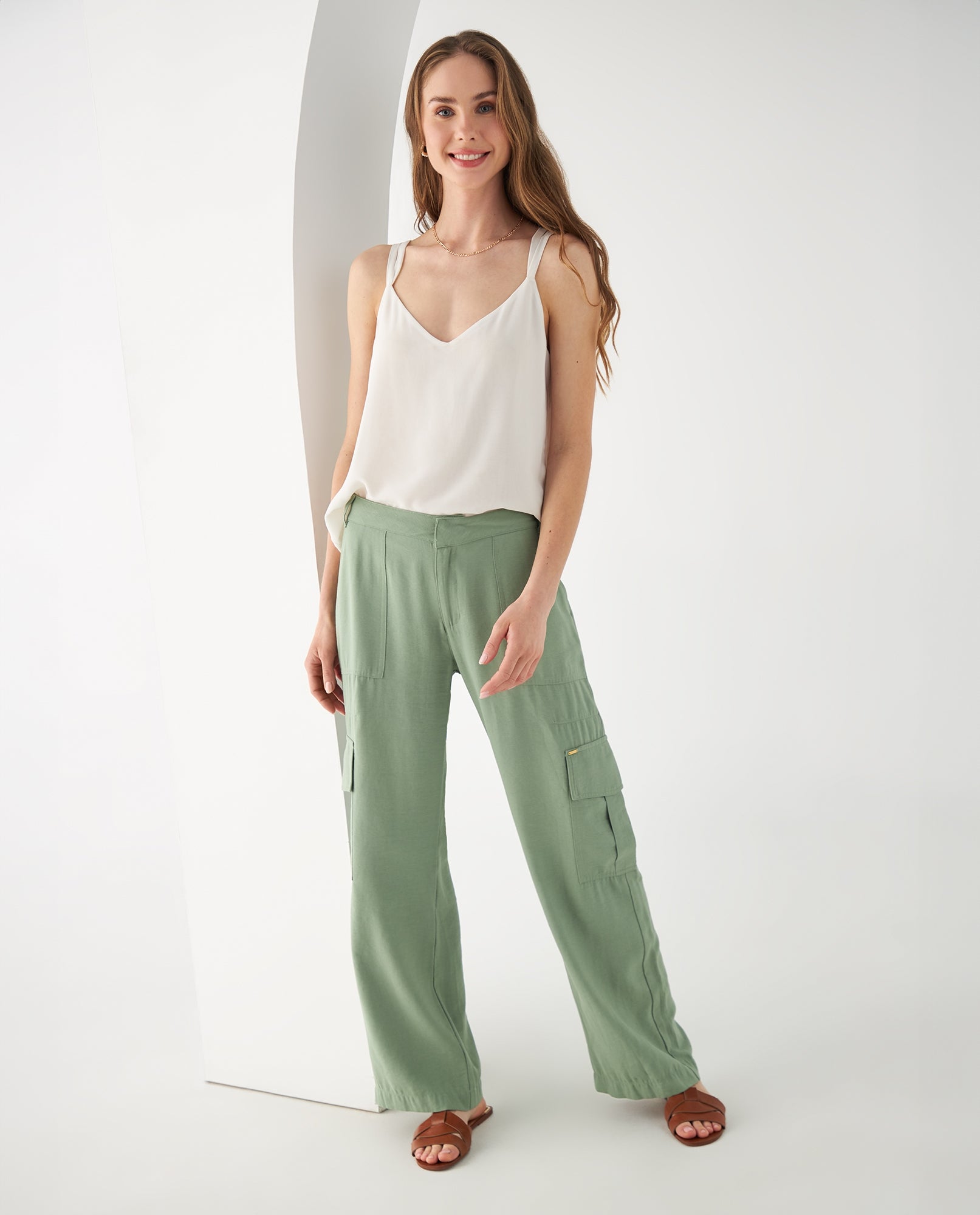 Pantalón bota recta para mujer - Verde 34_632F003_VER176323_6