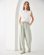 Pantalón de diseño a rayas para mujer - Verde