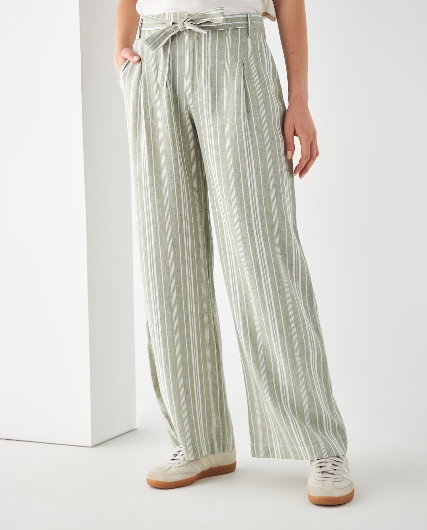 Pantalón de diseño a rayas para mujer - Verde