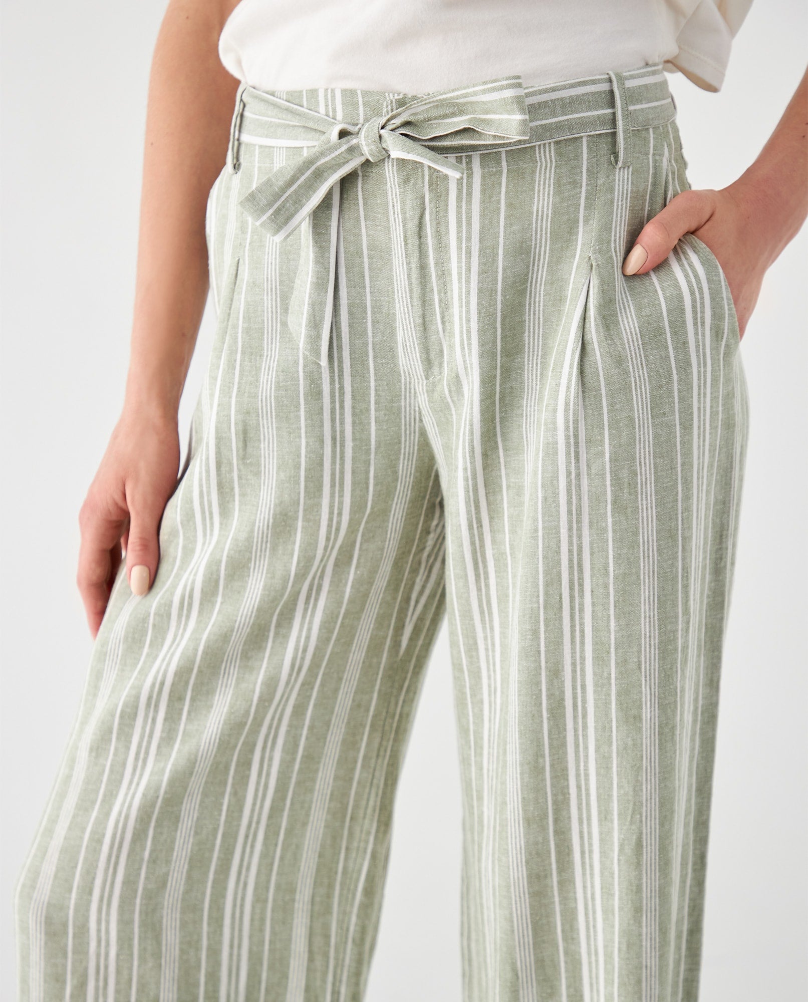 Pantalón de diseño a rayas para mujer - Verde 34_632F007_VER170115_5