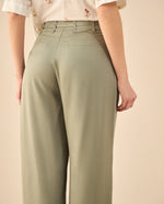 Pantalón de cordón ajustable en cintura para mujer - Verde