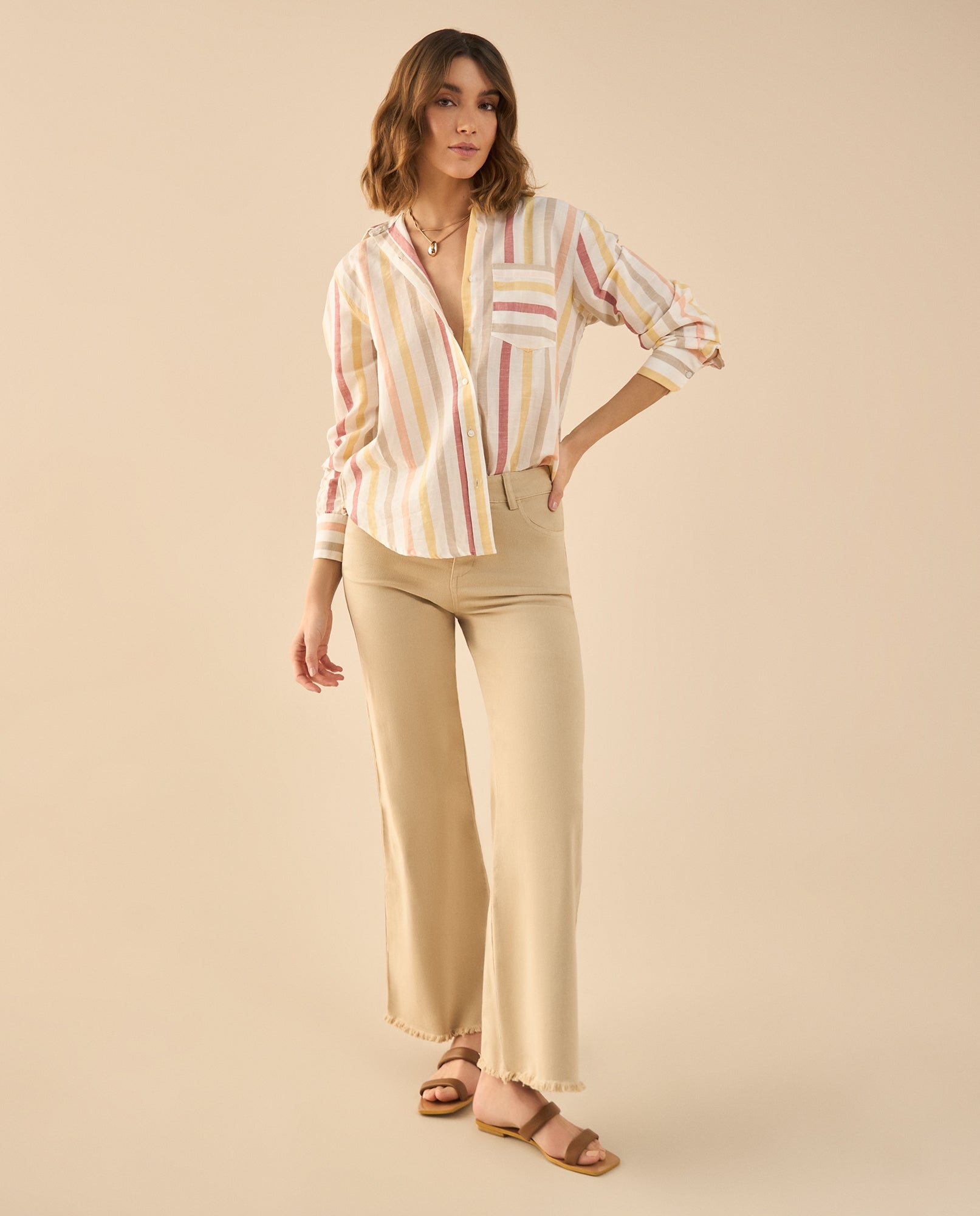 Pantalón cinco bolsillos para mujer - Beige 34_632G002_BEI151307_0