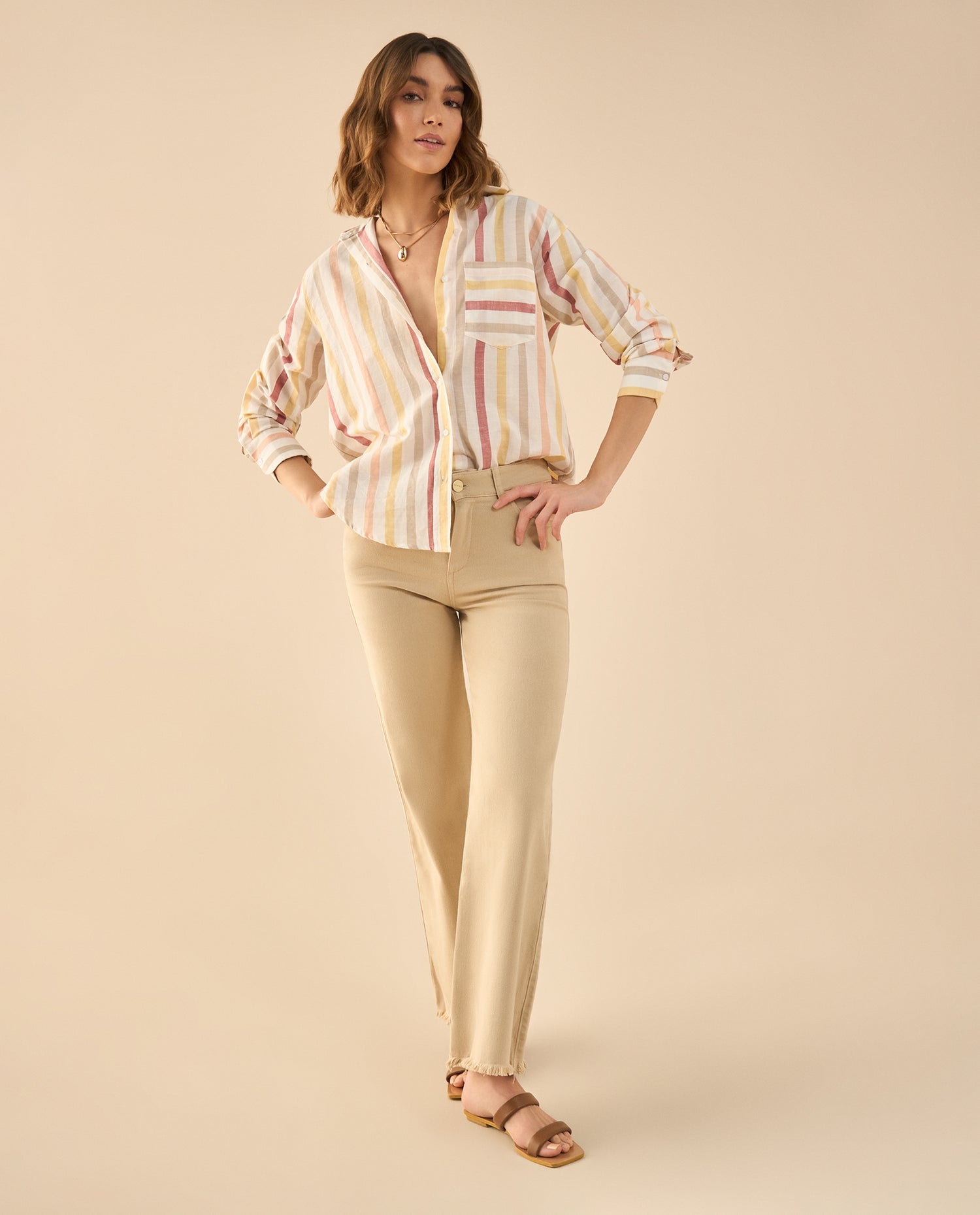 Pantalón cinco bolsillos para mujer - Beige