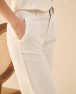 Pantalón tipo lino para mujer - Blanco