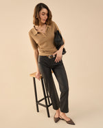 Pantalón tipo cuero para mujer - Negro