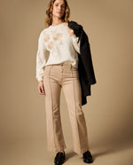 Pantalón wide leg con costuras marcadas - Beige