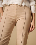 Pantalón wide leg con costuras marcadas - Beige