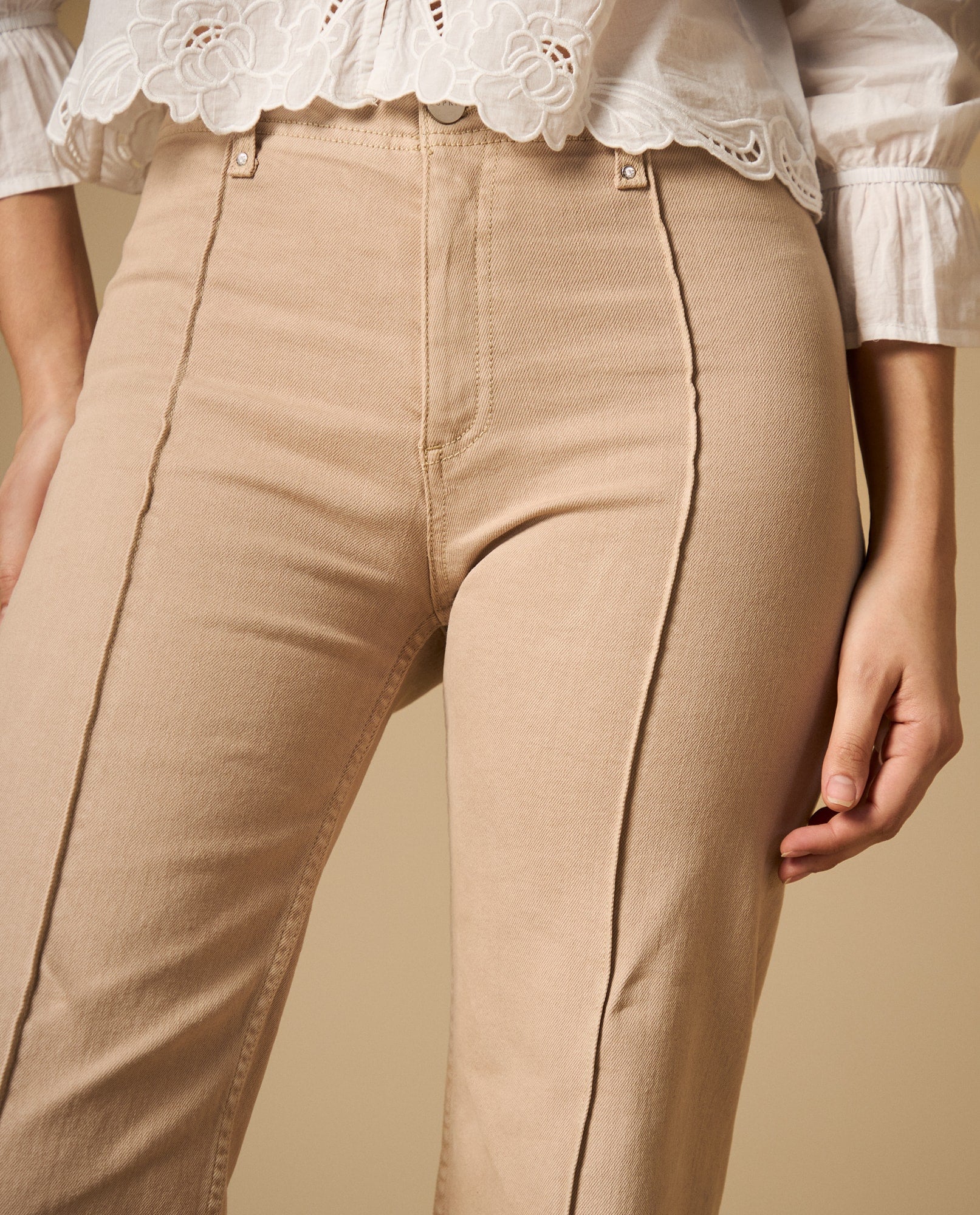 Pantalón wide leg con costuras marcadas - Beige 34_632H005_BEI161212_4