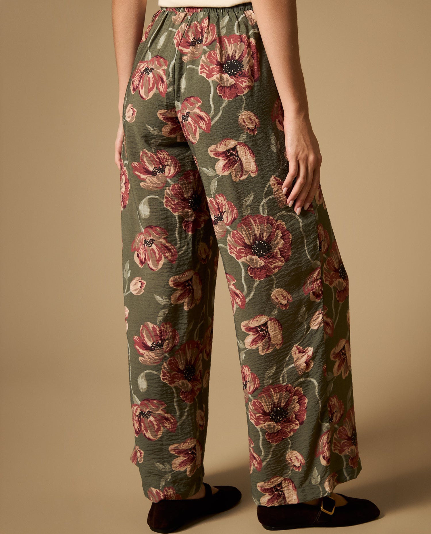 Pantalón palazzo largo con tejido ligero - Verde