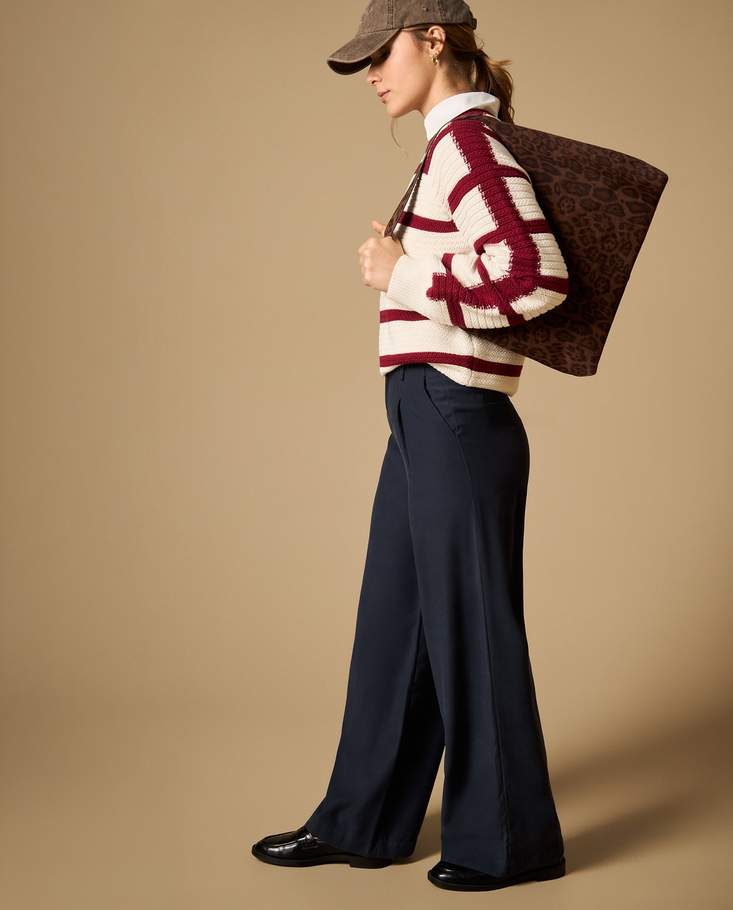 Pantalón wide leg palazzo largo tobillero - Azul