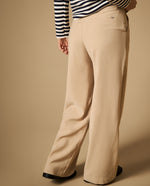 Pantalón wide leg palazzo largo tobillero - Beige