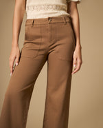 Pantalón pierna recta con tejido stretch - Cafe