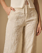 Pantalón straight tobillero mezcla lino - Crudo