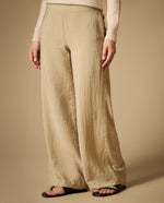 Pantalón silueta recta tejido fluido - Beige